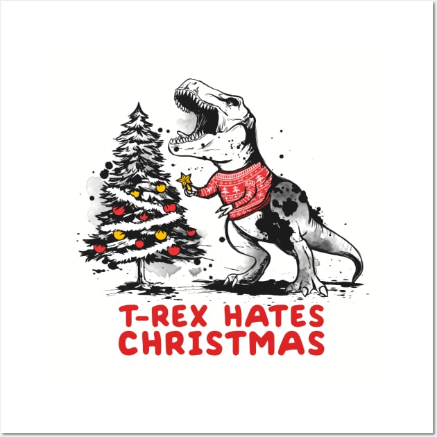 T-rex hates christmas Wall Art by NemiMakeit